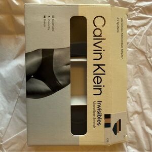 NWT Calvin Klein Light Beige, Black and Blue Seamless Briefs-Panties size Large.